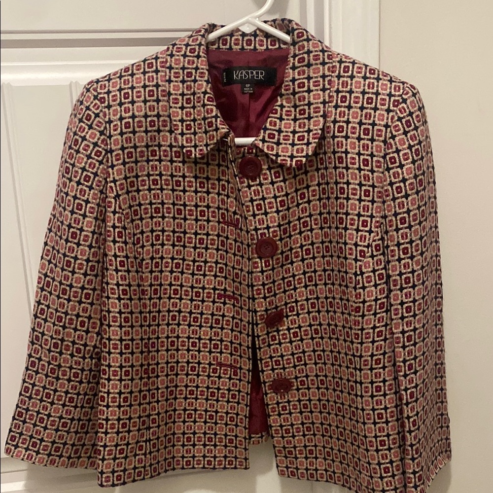 Kasper Women's Patterned Jacket - Pink and Black